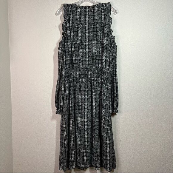 Michael Kors Black Georgette Cold Shoulder Midi Dress‎ Size XL - Picture 6 of 8